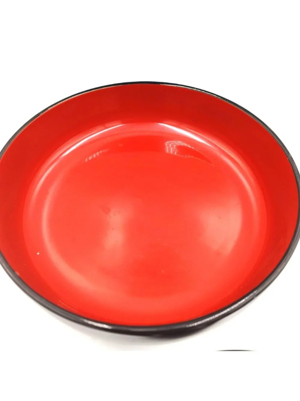 Vintage Bunco Okinawa Japanese Lacquerware Covered Bowl Black Red Scenic Lid